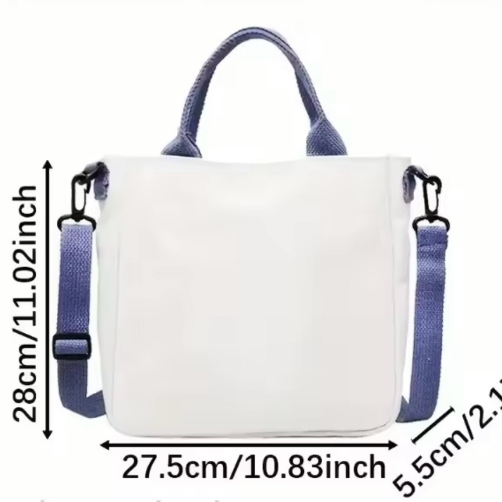 White Tote Bag with Cartoon Print - Picture 3 of 7